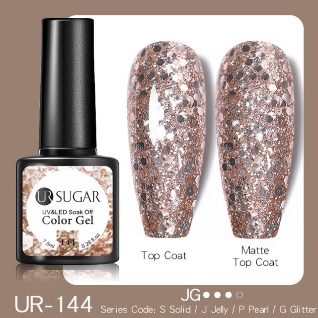 Brown Reflective Glitter Nail Gel Polish