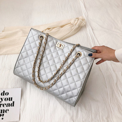 Big Silver Shoulder Handbag