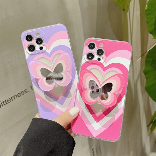 Pink Love Heart Holder Stand soft clear phone case