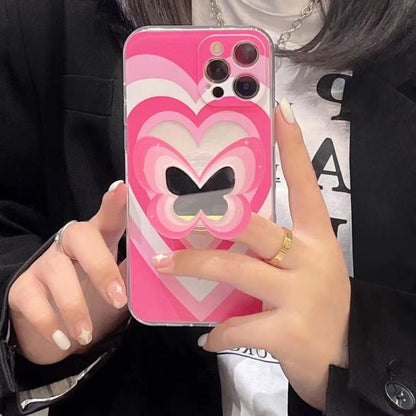 Pink Love Heart Holder Stand soft clear phone case