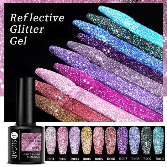 Reflective Glitter UV Gel Nail Polish Rose