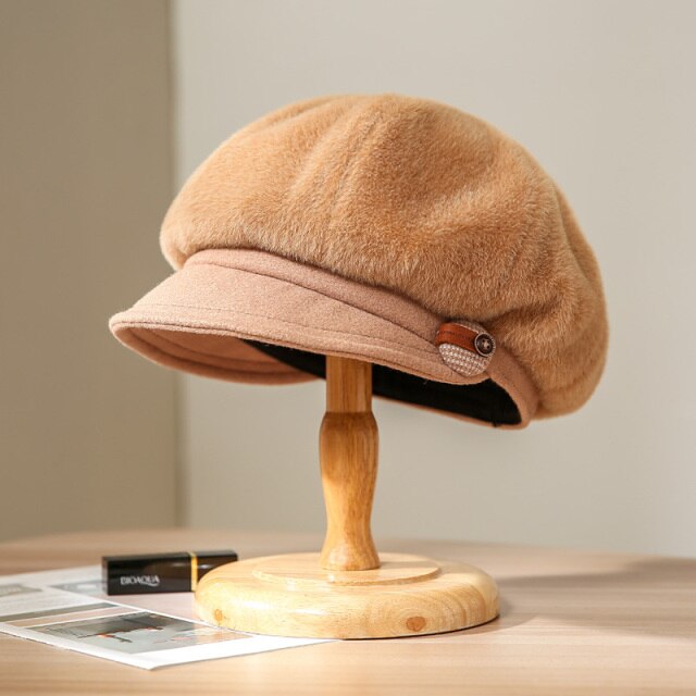 Autumn Winter Warm Octagonal Cap