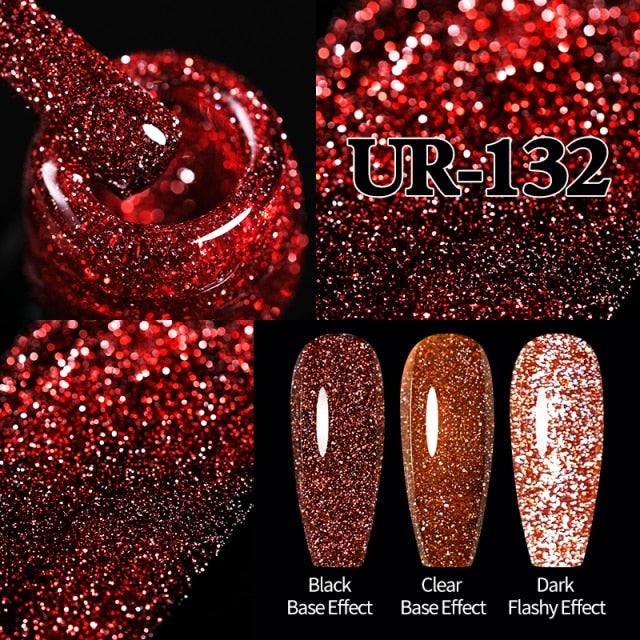 Brown Reflective Glitter Nail Gel Polish