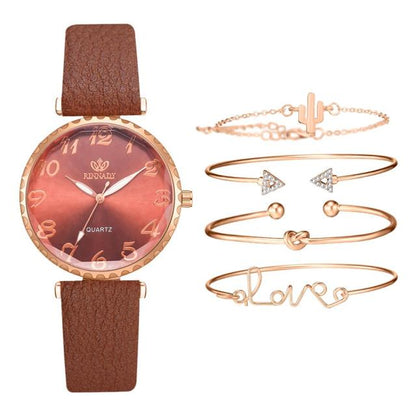 Round Arabic Numerals Leather Watch