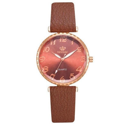 Round Arabic Numerals Leather Watch