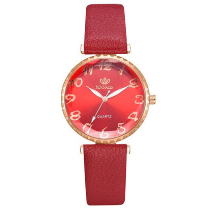 Round Arabic Numerals Leather Watch