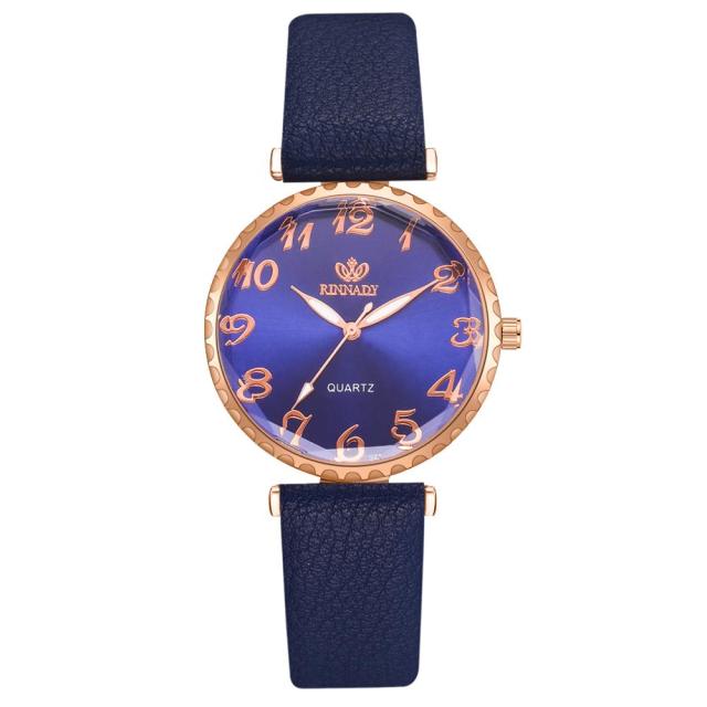 Round Arabic Numerals Leather Watch