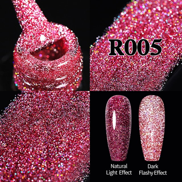 Reflective Glitter UV Gel Nail Polish Rose