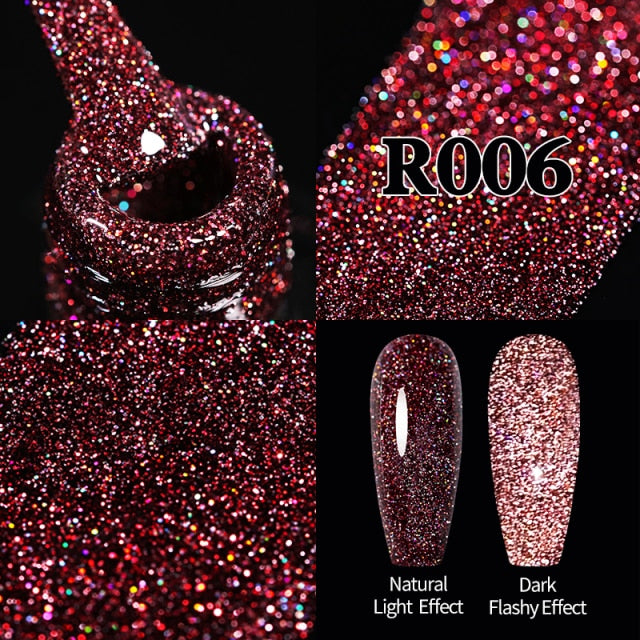 Reflective Glitter UV Gel Nail Polish Rose