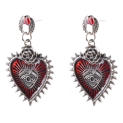 Gothic Heart Cross Bird Skull Earrings Jewellery