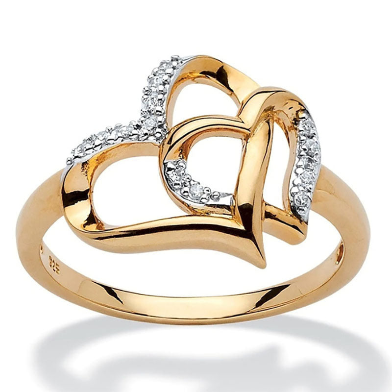 Delicate Double Heart Finger Ring