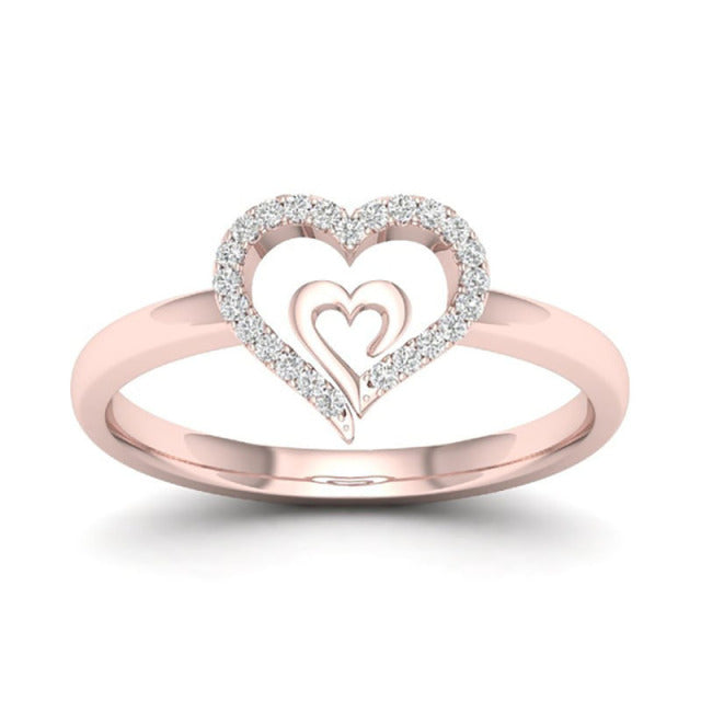 Delicate Double Heart Finger Ring