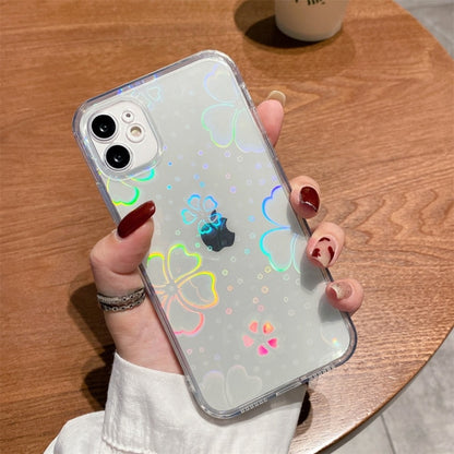 Fashion Gradient Laser Love Heart Leaf Pattern Case