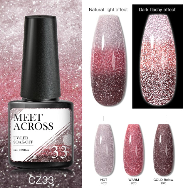 Reflective Glitter Thermal UV Nail Gel Polish