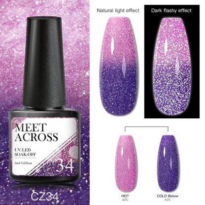 Reflective Glitter Thermal UV Nail Gel Polish