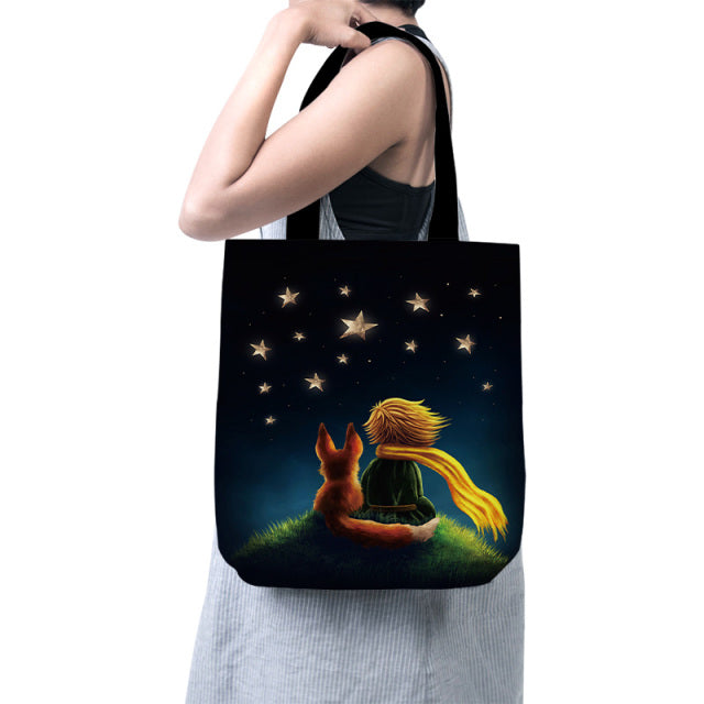 Cartoon Little Prince Women Canvas Shopper Bag