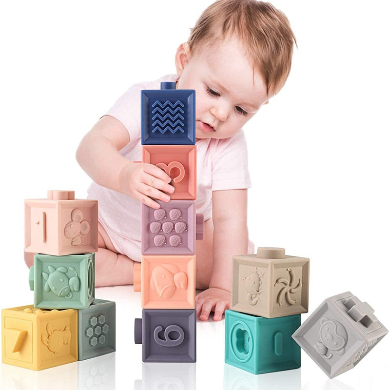 Silicone Build Block Baby Teether Toys