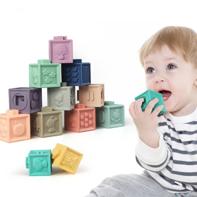 Silicone Build Block Baby Teether Toys