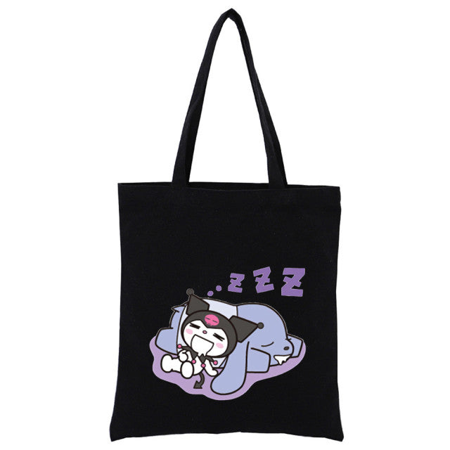 Little Black Bunny Cat Rock Reusable Shopping Bag