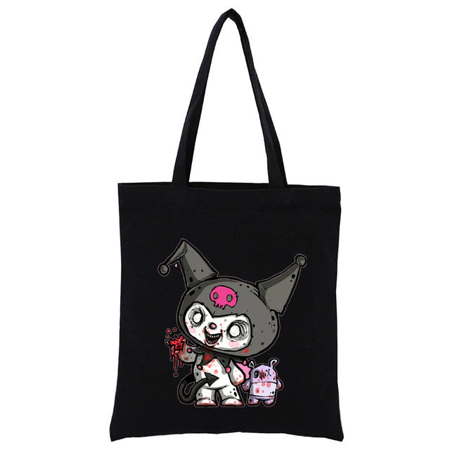 Little Black Bunny Cat Rock Reusable Shopping Bag