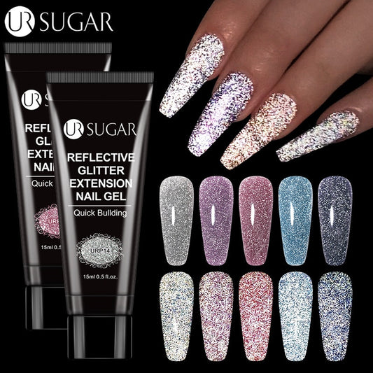 Reflective Glitter Acrylic Gel Extension Soak