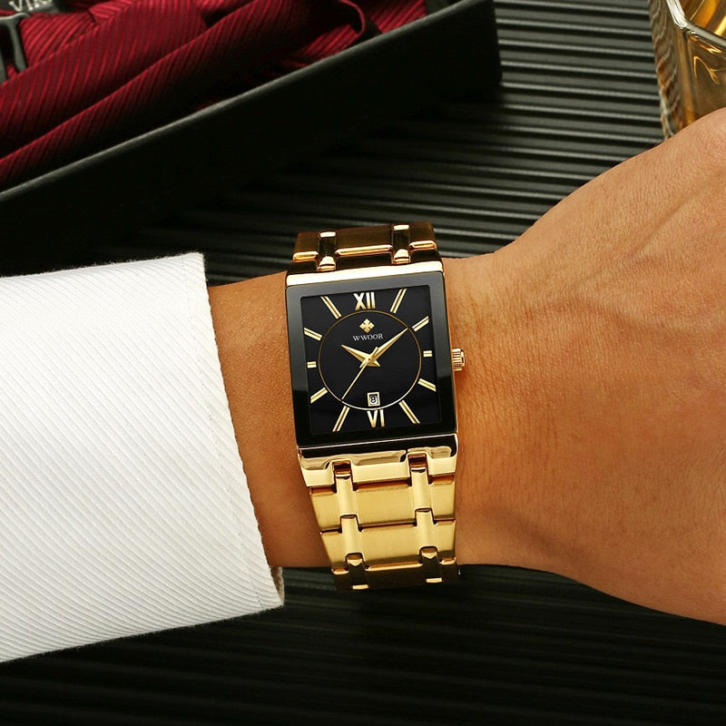 Gold Watch Men Square Watch