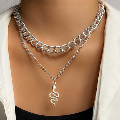 Multilayer Snake Pendant Chain Necklace