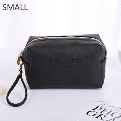 Large Cosmetic Bag Leather Waterproof