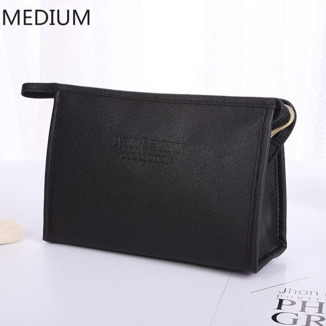 Large Cosmetic Bag Leather Waterproof