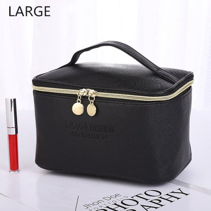 Large Cosmetic Bag Leather Waterproof