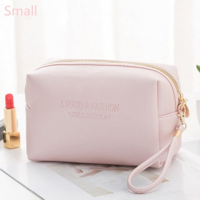 Large Cosmetic Bag Leather Waterproof