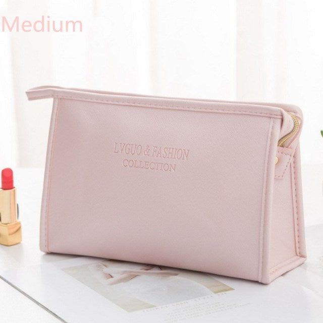 Large Cosmetic Bag Leather Waterproof