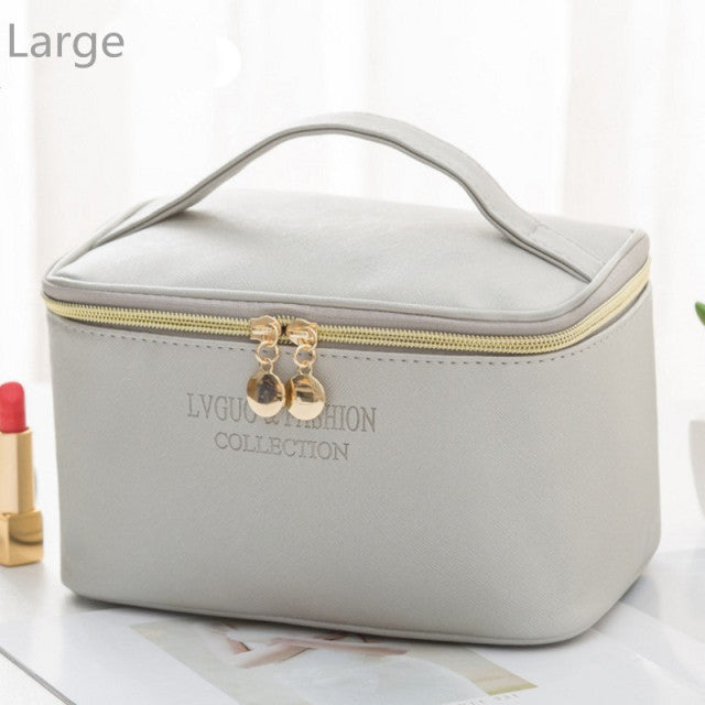 Large Cosmetic Bag Leather Waterproof