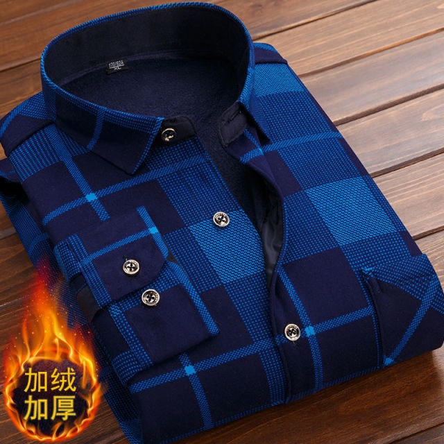 Autumn Winter Thick Velvet Dress Shirt