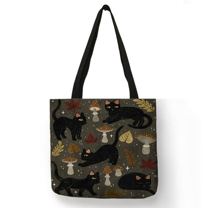 Cute Cartoon Floral Cat Print Bag