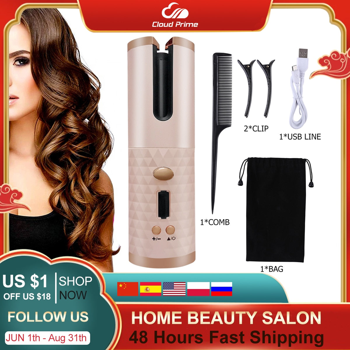 Wireless Automatic Hair Curling Iron Multi functional USB