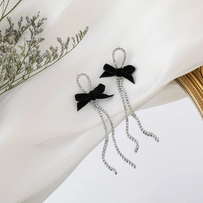 Classic Elegant Simulated-pearl Tassel Long Crystal Earring