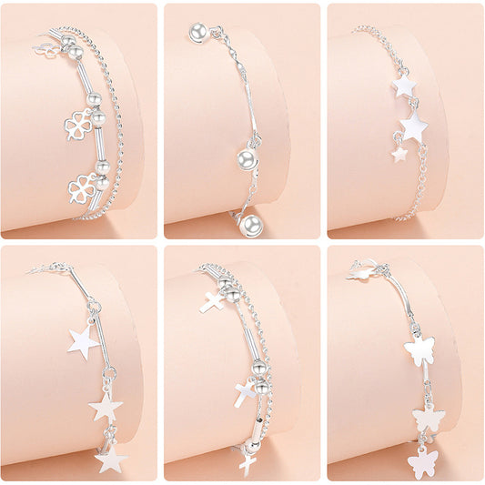 925 Sterling Silver Butterfly Cross Charms Bracelets