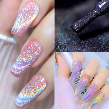 rainbow cat eye gel polish Winter colorful