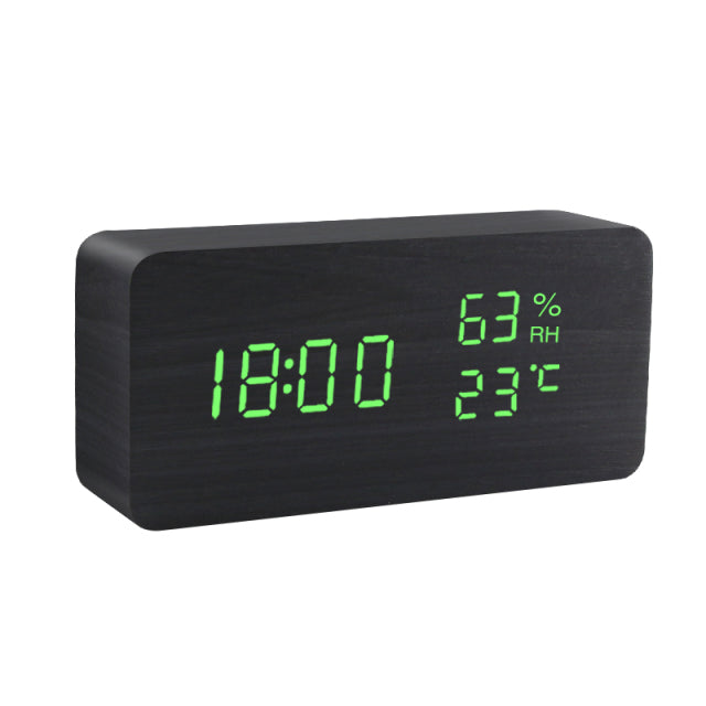 Alarm Clock LED Digital Wooden