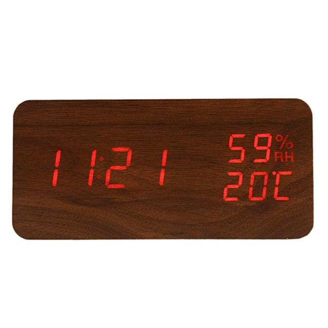 Alarm Clock LED Digital Wooden