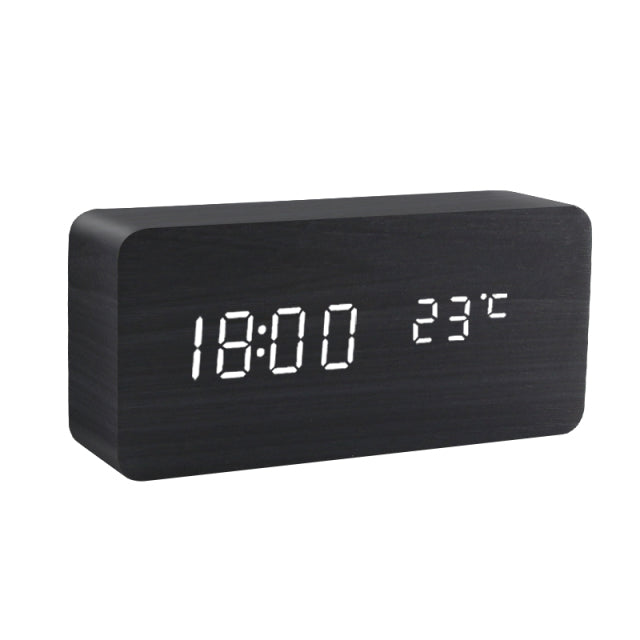 Alarm Clock LED Digital Wooden