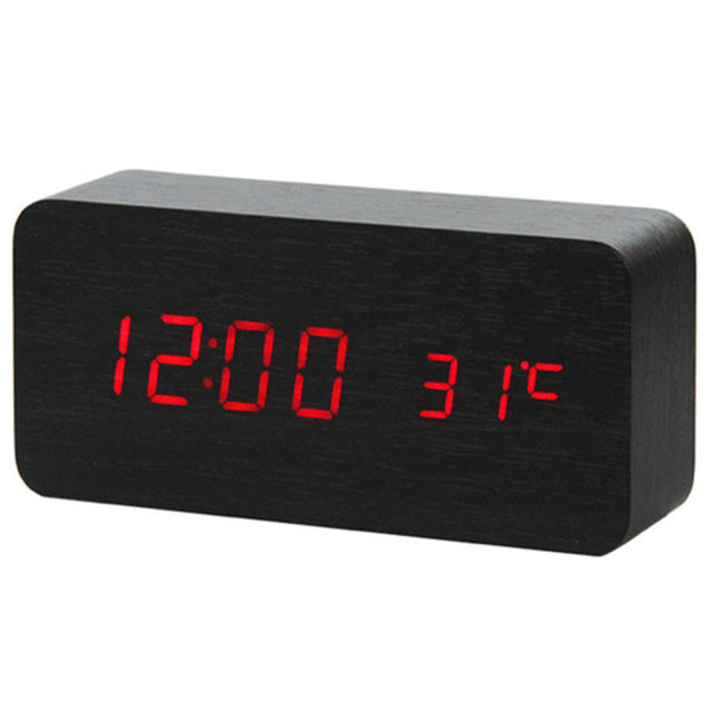 Alarm Clock LED Digital Wooden