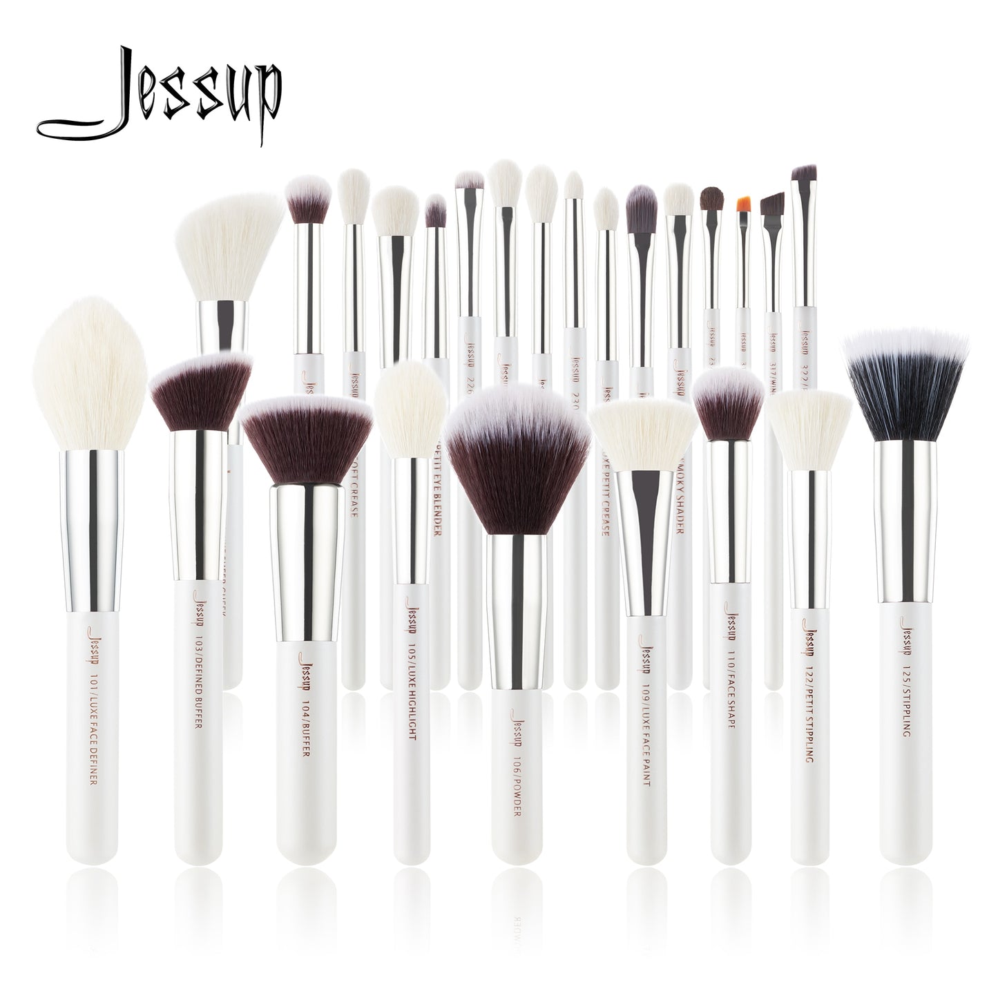 White/Silver Makeup brushes set