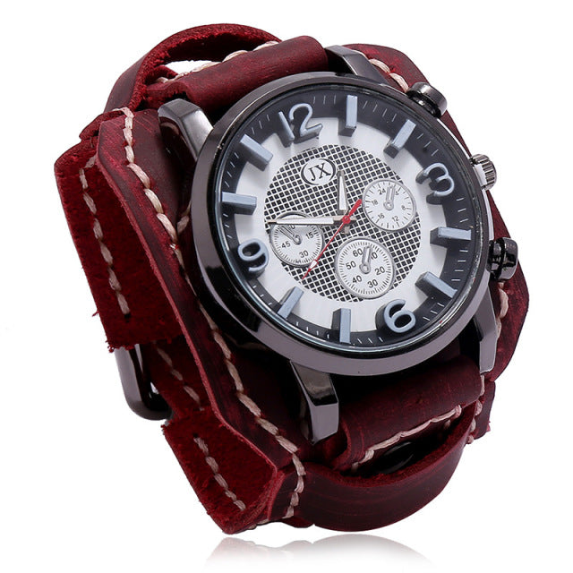 Retro Watches Leather Chronograph Sport Fashion