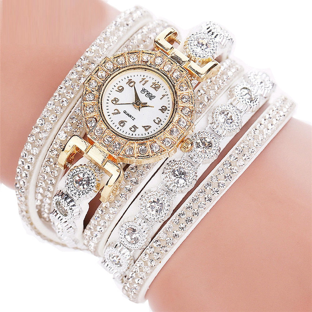 Alloy Diamond Ring Bracelet Watch