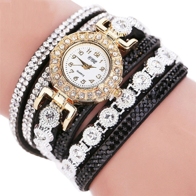 Alloy Diamond Ring Bracelet Watch