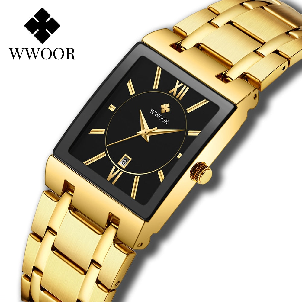 Gold Watch Men Square Watch