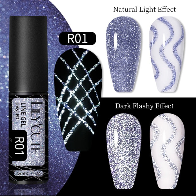 Reflective Glitter Line Gel Nail Polish