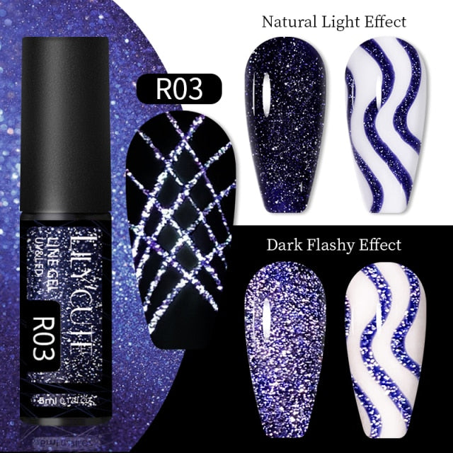 Reflective Glitter Line Gel Nail Polish